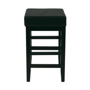 OSP Home Furnishings 25" Square Black Faux Leather Barstool with Espresso Legs