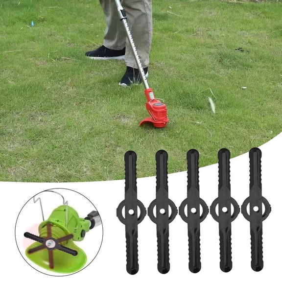 5 Pcs Nylon Replacement Blades for Grass Trimmer, Heavy-Duty Universal Lawn Mower Accessories, Easy Install Garden Weeding Tool