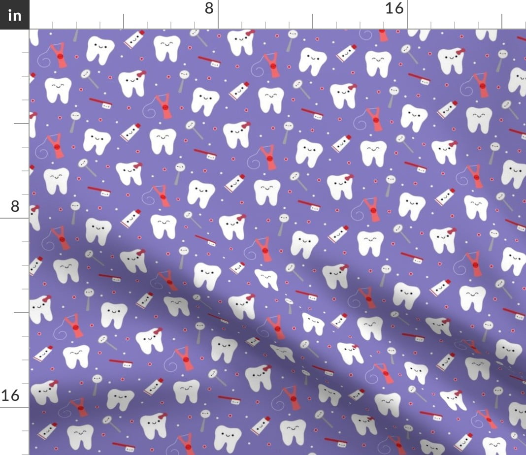 Kridt sukker Meget rart godt Spoonflower Fabric - Happy Teeth Purple Tooth Dental Dentist Dentistry  Toothpaste Floss Printed on Minky Fabric Fat Quarter - Sewing Quilt Backing  Plush Toys - Walmart.com