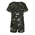 thumbnail image 4 of cfhntfmh 2 Piece Outfits for Women Summer Trendy Print Round Neck Buttons Tops Baggy Pocketed Shorts Loungewear Sets, 4 of 7