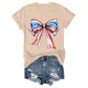 thumbnail image 4 of Tops Cortos para las Mujeres, Cuello Redondo de Manga Corta Impresa Por el Arco Del Día de la Independencia Hecha de 95% Poliéster 5% Spandex para Primavera Verano, Primavera de las Mujeres, 4 of 4