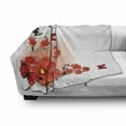 thumbnail image 3 of Poppy Flower Soft Flannel Fleece Blanket, Floral Background with Butterflies Spring Season Hope Inspiration Theme, Cozy Plush for Indoor and Outdoor Use, 60" x 80", Red White Black, by Ambesonne, 3 of 6