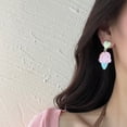thumbnail image 2 of BNNG Retro School Days Stud Earrings Summer Ice Girly Cute Earrings Pink Ice Fun Acrylic Ear Clips Hammered Metal Hoop Earrings Elegant Minimalist Earrings For Women, 2 of 7