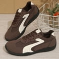 thumbnail image 5 of Domuza Women’s Retro Suede Trim Lace Up Casual Sneakers, Curved Stitch Accent Low Top Lightweight Walking Shoes with Non-Slip Grooved Rubber Outsole Brown 6.5（EU-37）, 5 of 9