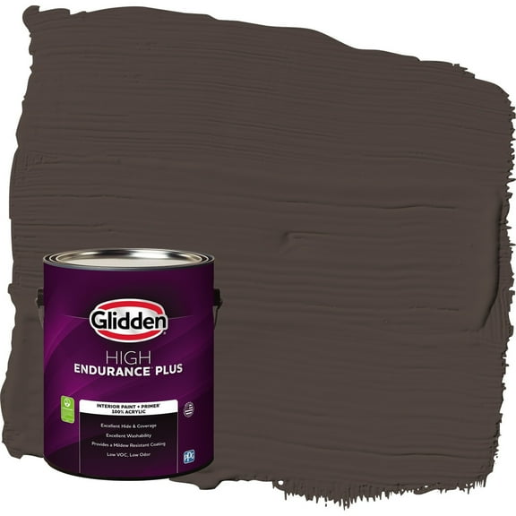 Glidden HEP Dark Granite / Brown Flat Interior Paint with Primer, 1 Gallon