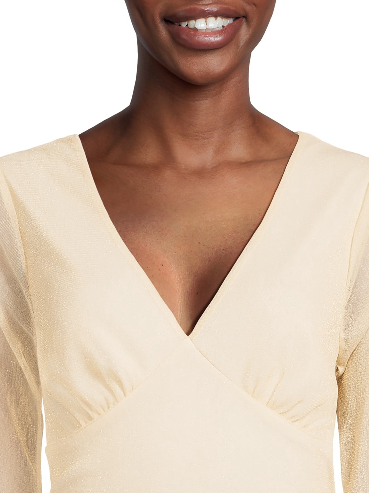 Liv & Lottie Juniors Glitter Ruched Dress with Plunge Neck