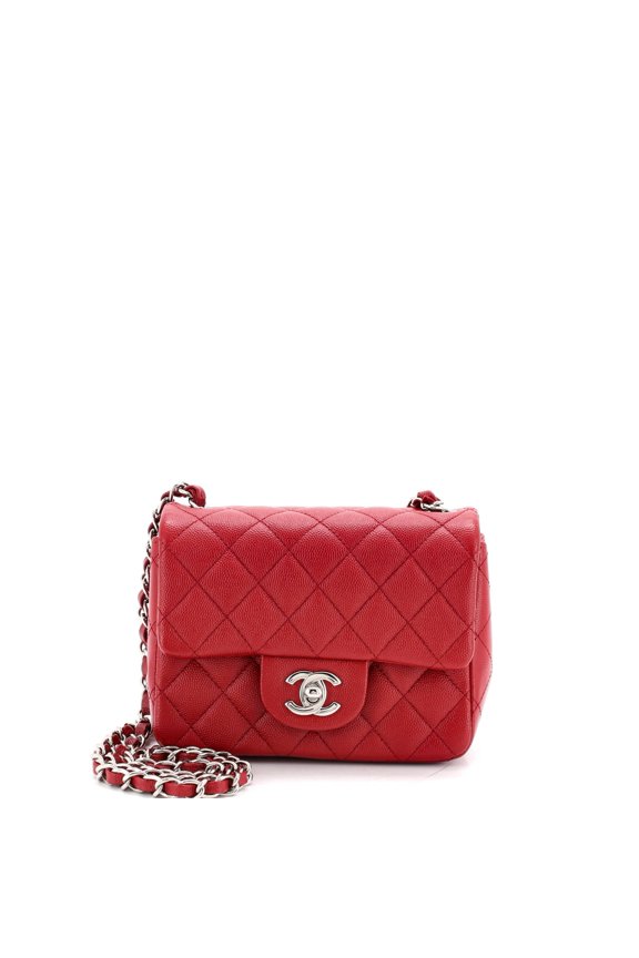 Pre-Owned Square Classic Single Flap Bag Quilted Caviar Mini By Rebag