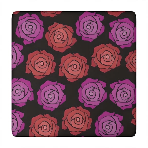 Pioneer Flower Floral Print Pattern Square Fitted Tablecloth with Elastic Edge,Square Table Cover,Washable Elastic Table Cover for Home Kitchen Party Decor 34"x34"