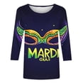 thumbnail image 5 of TIMIFIS T-Shirts pour Femmes Hauts Manches 3/4 Chemises pour Femmes Nouveauté Mardi Gras T-Shirts Graphiques Décontractés Col Rond Blouse de Vacances, 5 of 5