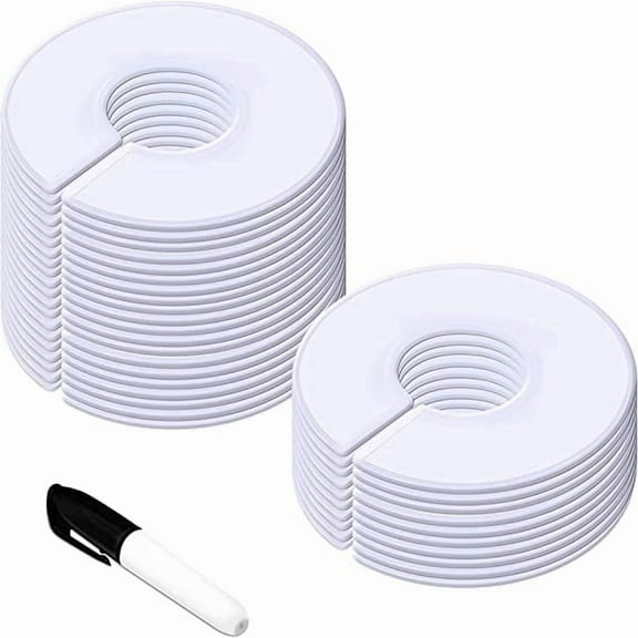 SereneLife 10 Pieces White Plastic Round Hangers - Clothing Rack Size Dividers