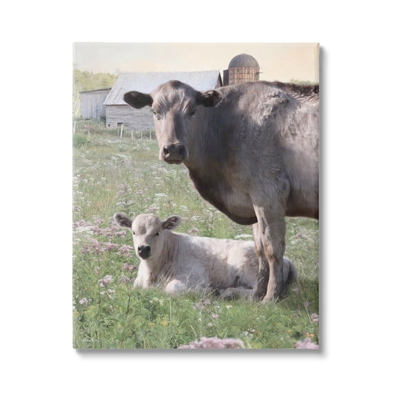 Stupell Country Cattle & Calf Farm Meadow Animals & Insects Photography Gallery Wrapped Canvas Print Wall Art