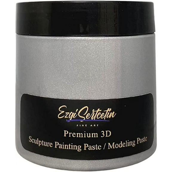 3D Sculpture Painting Paste|Modeling Paste|Decorative Plaster|Ready to Use|Unique Metallic Pearl and Neon Colors|Ideal for Artwork|Stencil|Flowers|Texture and Art Relief|6 oz|Silver
