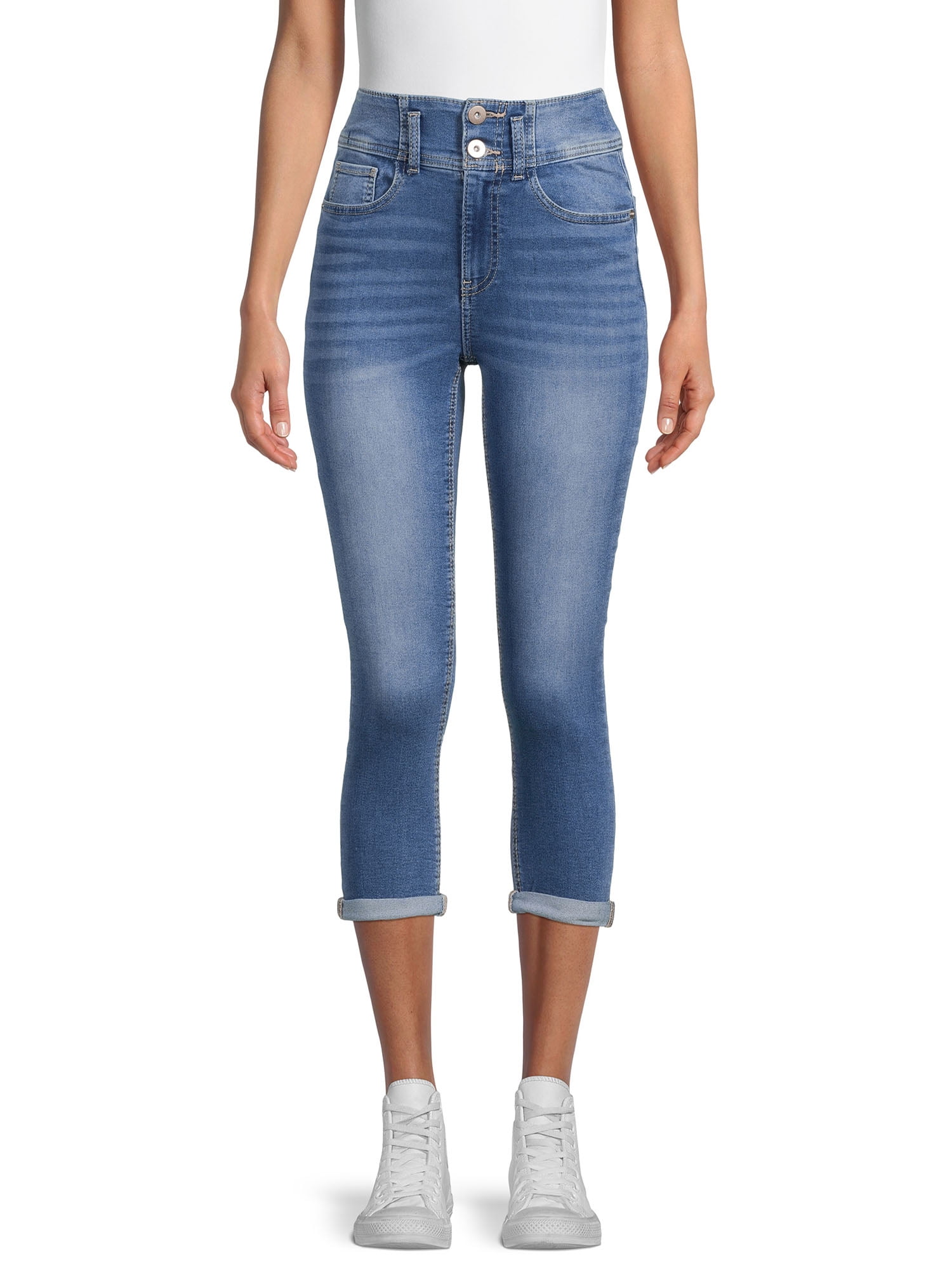 No Boundaries Juniors’ Cropped Corset Jeans - Walmart.com