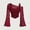 Red, variant on Women's Plus Size 2 in 1 Off Shoulder T Shirt Ruched Sheer Bell Long Sleeve Tee, Casual Slim Fit Going Out Y2k Shirts Blouses(Red,XXL)