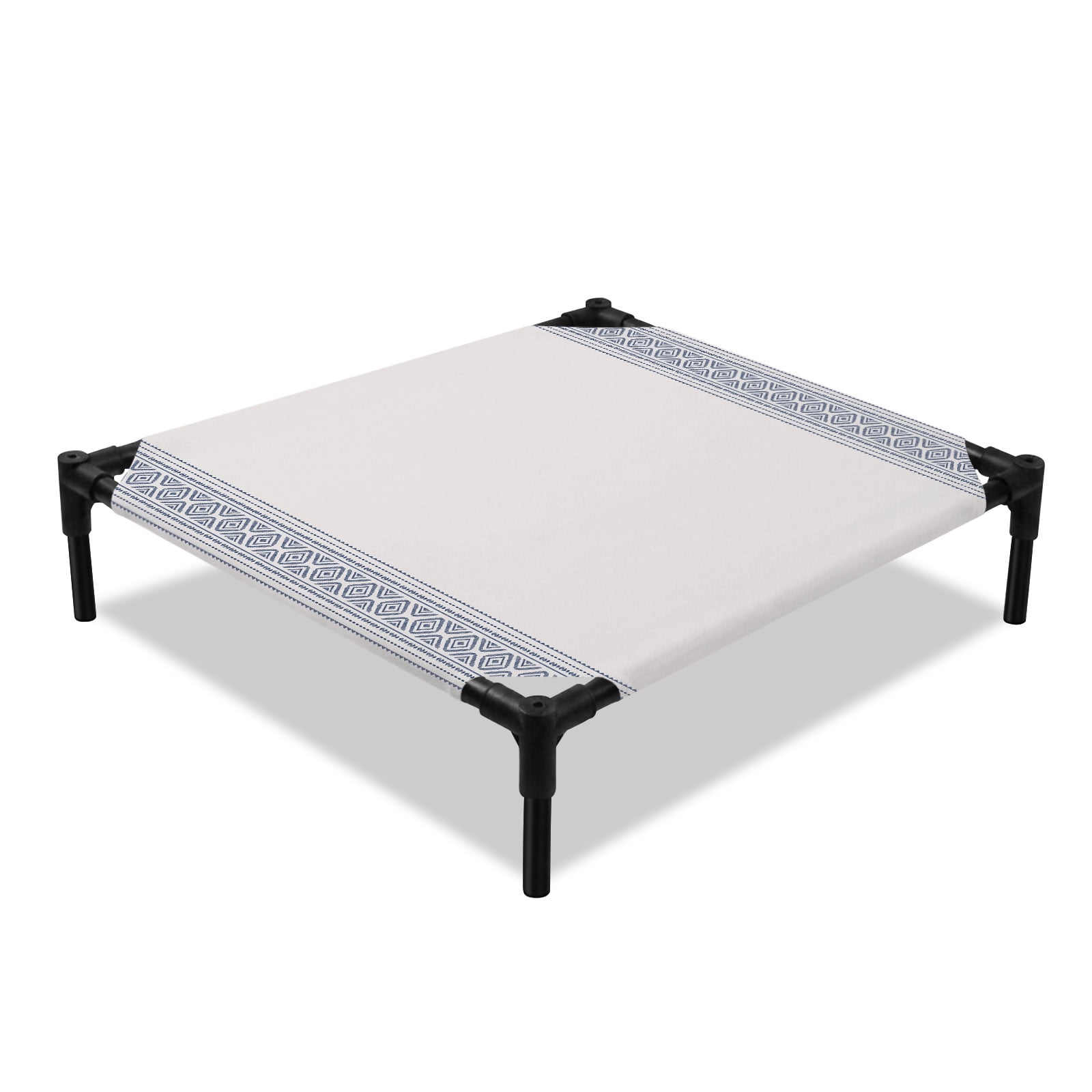Vintage Boho Elevated Dog Bed Farmhouse Blue Cooling Breathable Outdoor Raised Dog Cot Bed with Metal Frame Non-Slip Feet for Small Dog 20x20in