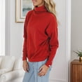 thumbnail image 7 of Sweaters For Women Turtleneck Solid Color Cufflink Loose Long Sleeve Casual O Neck Knit Pullover Sweater Tops, 7 of 7