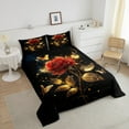 thumbnail image 4 of Erosebridal Golden Rose Bedding King Comforter Set, Butterfly Down Comforter, Romantic Flower Decor, Reversible 3 Pieces, 4 of 8