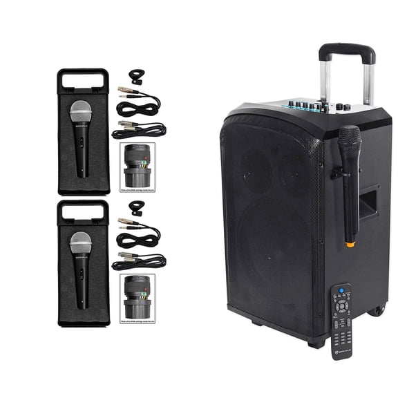 Rockville ROCKnGo 8" Portable Rechargeable Bluetooth PA Speaker (3) Microphones