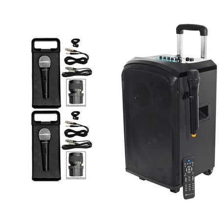 Rockville ROCKnGo 8" Portable Rechargeable Bluetooth PA Speaker+(3) Microphones