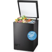 R.W.FLAME Chest Freezer 3.5 Cubic Feet with 2 Removable Baskets and Defrost Water Drain, Deep Freezer, Adjustable Temperature, Energy Saving, Top Open Door Compact Freezer (3.5 Cubic Feet, Black)