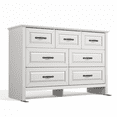 thumbnail image 3 of CHITOOMA White Dressers for Bedroom with 7 Drawer, 47.2" Horizontal Wooden Dresser, Chest of Drawers for Living Room, Nursery, Hallway, 3 of 8