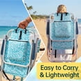 thumbnail image 3 of Ktaxon Tall Backpack Beach Chair, 5-Position Protable  Beach Chair, Light-Weight Foldable Camping Chair with Back Storage Bag & Cooler Pouch and Side Bags for Beach Poolside (Green Tribal Print), 3 of 7
