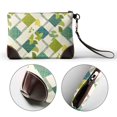 thumbnail image 5 of Leather Clutch 8 X 5. 5 In Wrist Strap And Hand Bag Easy To Carry Lightweight Waterproof And Durable Lime Houndstooth Hand-Drawn Sketch_2, 5 of 6