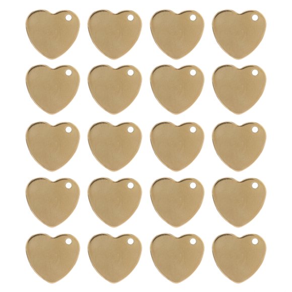 20 piezas DIY etiqueta de identificación de mascota de acero inoxidable en forma de corazón perro gato etiqueta de identificación de nombre de mascota con agujero dorado 13 x 14 mm/0,5 x 0,6 pulgadas