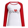 thumbnail image 3 of Chandails en Molleton pour Femmes Mode T-shirt Imprimé Cœur Manches Longues Blouse Col Rond Hauts Décontractés, 3 of 3