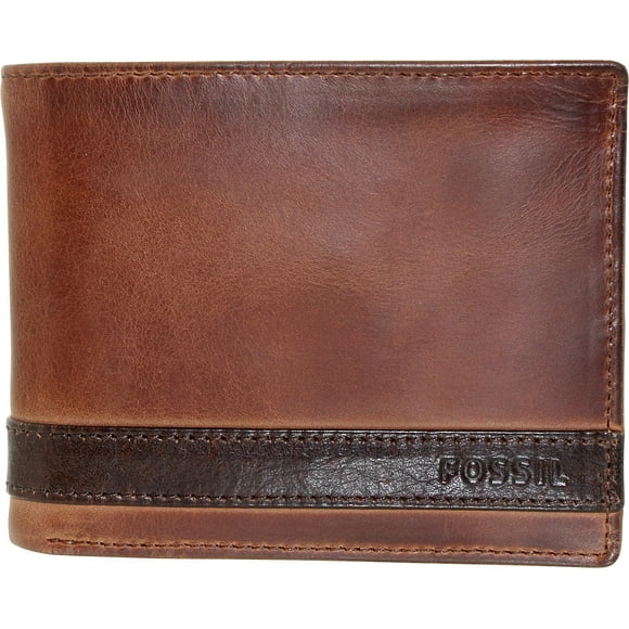 Fossil Men's Quinn Flip Id Bifold Leather Wallet - Brown