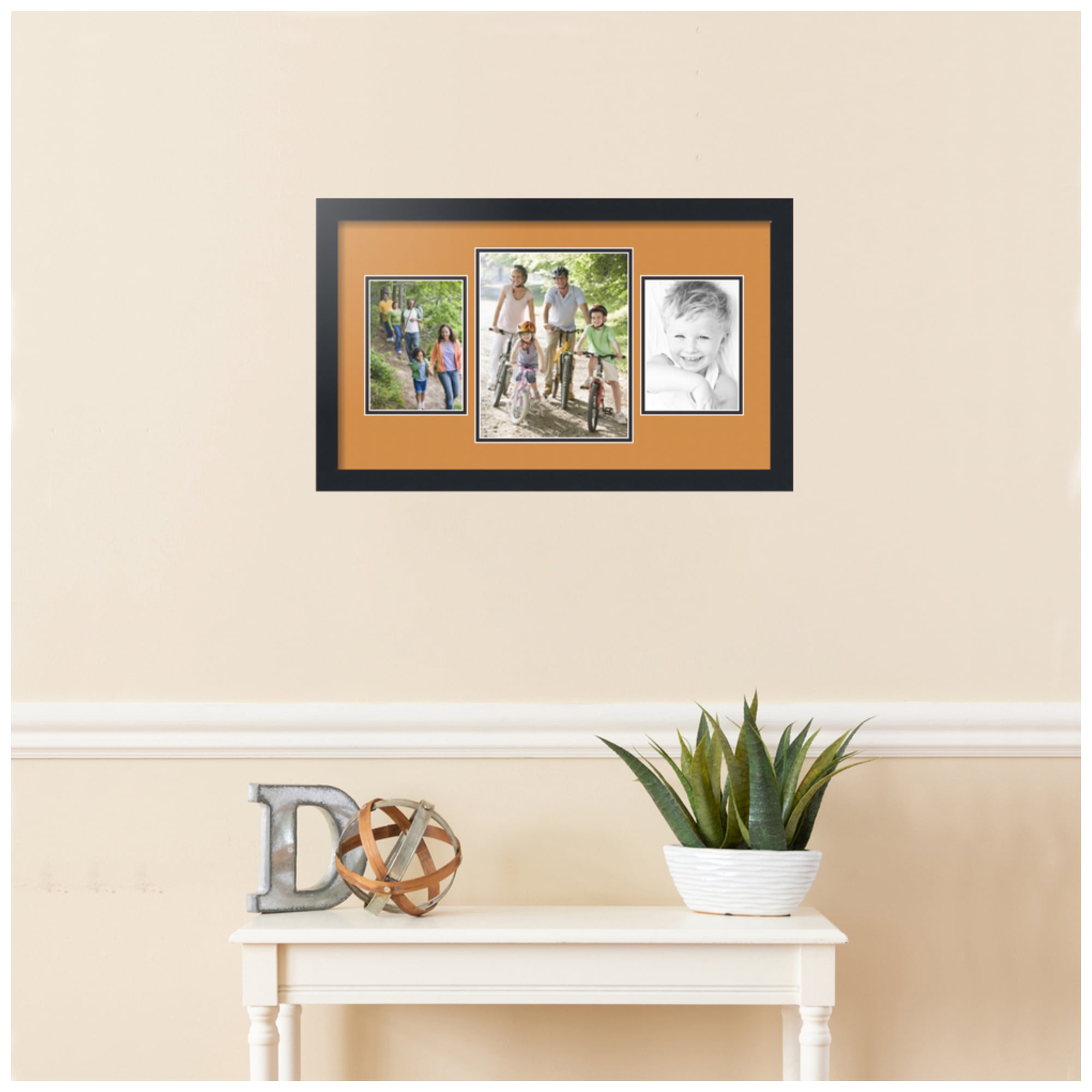ArtToFrames Collage Photo Picture Frame with 1 - 8x10 and 2 - 5x7" Openings, Framed in Black with Amber and Black Mats (CDM-3926-200)