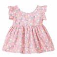 thumbnail image 5 of vdgthytj Summer Outfit Toddler Baby Girl Dress Ruffle Sleeve Floral Printed Party Beach Sundress with Hat, 5 of 9