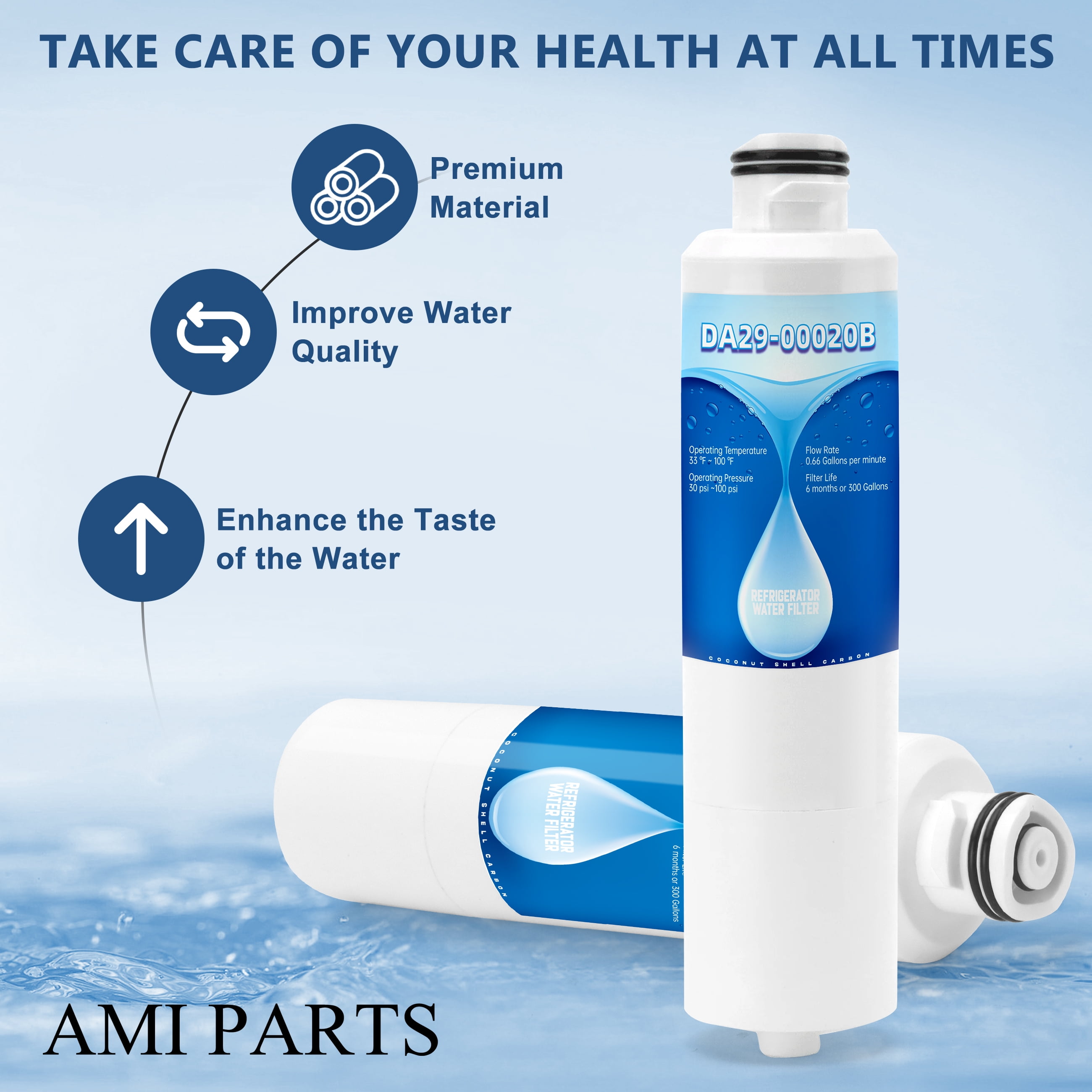 AMI PARTS DA29-00020B Refrigerator Water Filter Replacement for HAF-CIN/EXP, 46-9101, RF4267HARS
