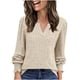 thumbnail image 3 of Tops bonitos para mujer,Camiseta de cuello en V para mujer, blusa informal de manga larga, top holgado, mezcla de algodón suave, ideal para el hogar y el uso diario, sopatenor, 3 of 9