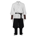 thumbnail image 5 of VBTAPA 3 Pcs Men's Renaissance Costume Halloween Medieval Pirate Shirt Pant Belt Outfit Set Viking Costume Sets White L, 5 of 9