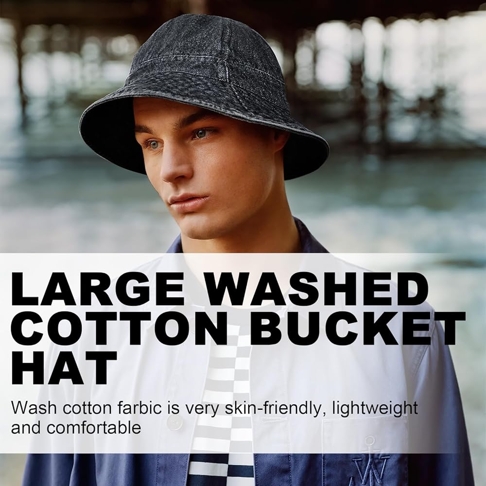 Washed Cotton Bucket Hat for Women Men, Summer UV Protection  display picture 2