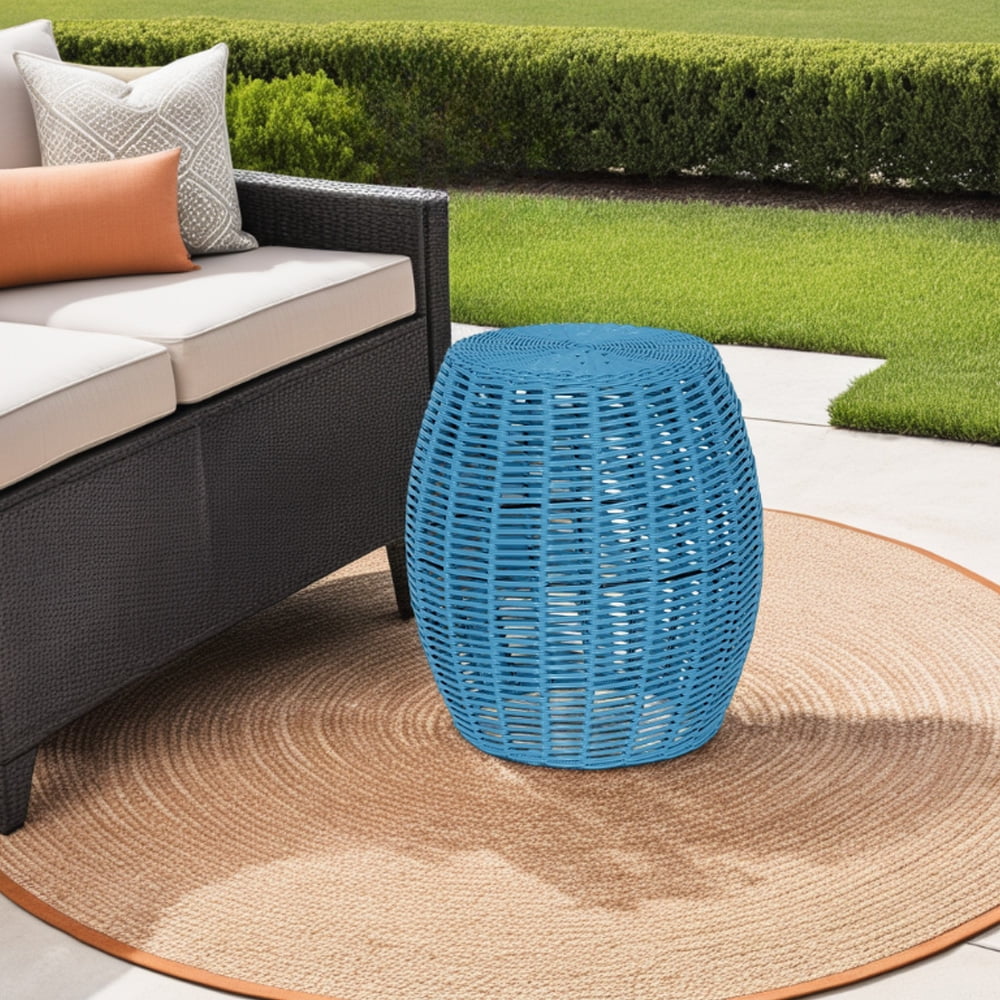 Abble Outdoor Patio Side Table, Small Round Metal End Table, Weather Resistant Accent Table for Outside Garden Stool, Outdoor Ottoman