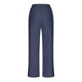 thumbnail image 5 of Tungbrin Women's Cotton Linen Capris Pants Drawstring High Waist Straight Leg Trousers Solid Fashion Casual Pants with Pockets, 5 of 6