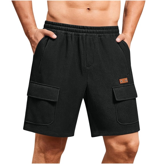 Men's Cargo Shorts Elastic Waist Casual Loose Shorts Summer Athletic Running Tennis Sports Workout Shorts with Pockets