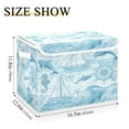 thumbnail image 3 of Large Collapsible Storage Box Flip Lid Fabric Decorative Organizer Container Basket with Handles 16.5×12.6×11.8in Light Blue Dolphins Nautical Pattern, 3 of 7