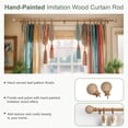 thumbnail image 6 of Wood Curtain Rods for Windows 28 to 48 Inch,1'' Diameter Drapery Rods with Imitation Wood Grain Leaf Pattern Finials,Boho Adjustable Heavy Duty Curtain Rods Set,18-60'',Color:Natural Wood, 6 of 9
