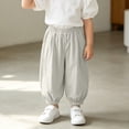 thumbnail image 4 of Curuila Kids Toddler Boys Summer Pants With Pocket Elastic Waistband Solid Color Loose Fit Lightweight Fashion Comfort Trousers Grey Size 2-3 Years, 4 of 6
