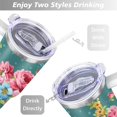 thumbnail image 5 of 40oz Pioneer Colorful Floral Stainless Steel Flip Straw Tumbler with Lid and Straw Spill Proof Travel Cup Double Wall Vacuum Insulated Coffee Mug with Handle White, 5 of 7
