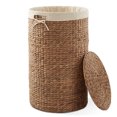 thumbnail image 5 of Casafield Round Laundry Hamper with Lid and Removable Liner Bag - Cinnamon Brown, Woven Water Hyacinth Laundry Basket for Clothes, 5 of 7