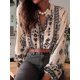 thumbnail image 4 of Camisa Informal de con Cuello en V y Estampado Floral para Mujer, Larga, Estilo Bohemio, para y Otoño. Albaricoque L, 4 of 9