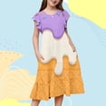 thumbnail image 1 of Robes pour Filles Adolescentes Manches Volantes Imprimés Robe de Fête pour Enfants Événements de Danse, 1 of 3