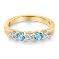 thumbnail image 3 of Gem Stone King 18K Yellow Gold Plated Silver Lab Grown Diamond and Swiss Blue Topaz Wedding-Bands Ring for Women | 0.91 Cttw | Round 3.5MM | Gemstone April Birthstone | Size 5, 3 of 6