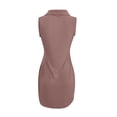 thumbnail image 5 of IROINNID Sheath Dress For Women Fashion Summer Button Stand Gorgeous Solid Sleeveless Mini Dress V-Neck Short Dress, 5 of 5