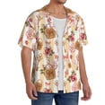 thumbnail image 2 of Honeii Key Lock And Flowers for Men's Short-Sleeved Button-Up Collared Shirt Featuring A Pocket, Perfect for Beach Vacations, And Travel Adventures.-Small, 2 of 5