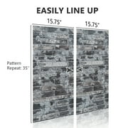 VEELIKE 15.7''x118'' Grey Brick Wallpaper Peel and Stick 3D Brick Stone Textured Wallpaper Self Adhesive Removable Contact Paper Waterproof Rustic Brick Mural for Bedroom Walls Backsplash